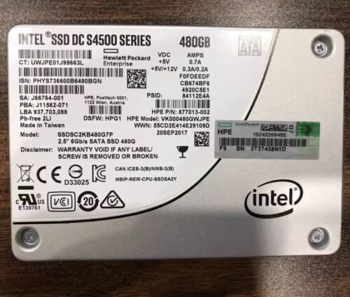 HPE Intel S4500 480GB DC Series ssd 2.5