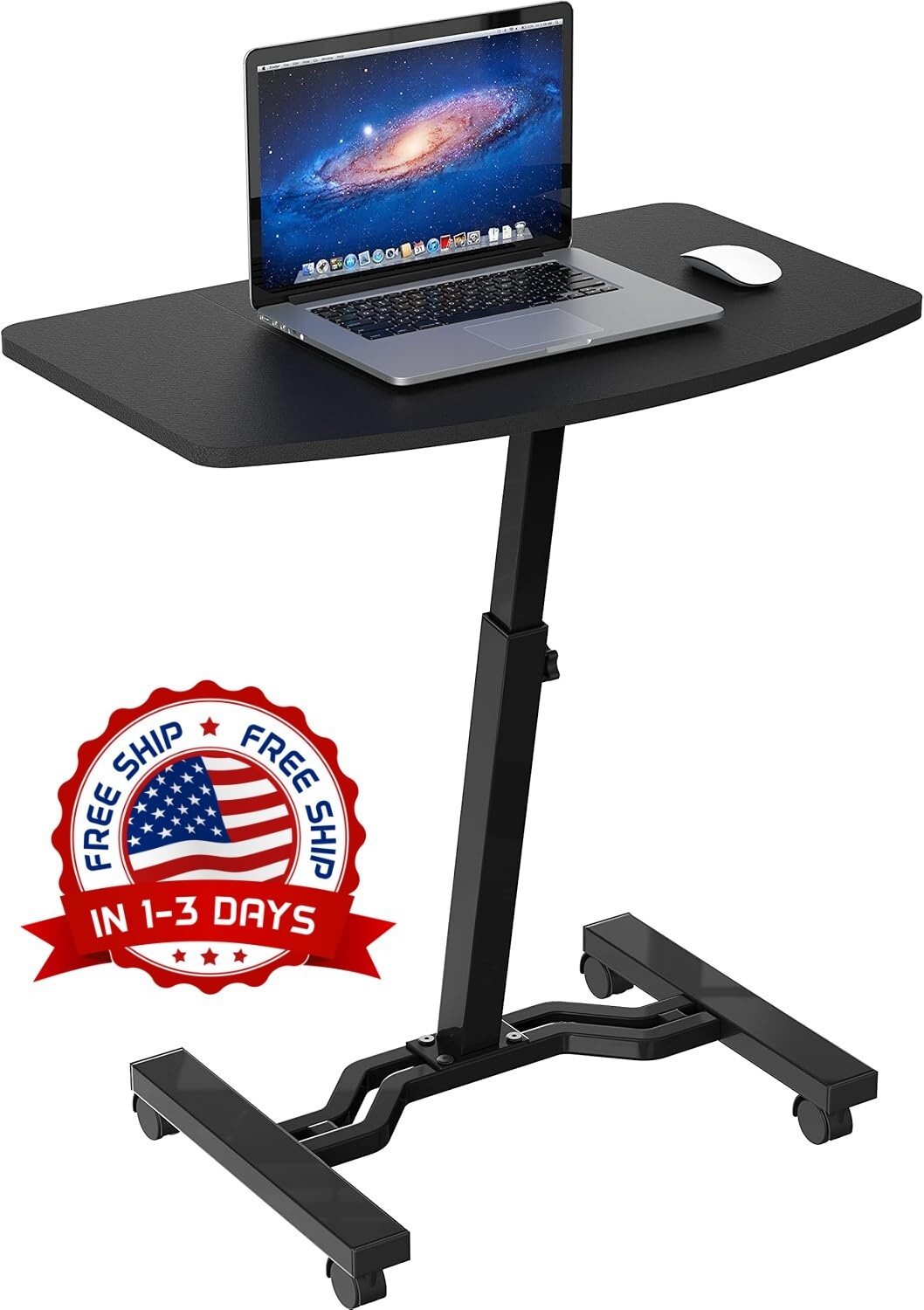 Escritorio Con Ruedas Portatil Ajustable Mesa Para Laptop ט Computadora De Cama
