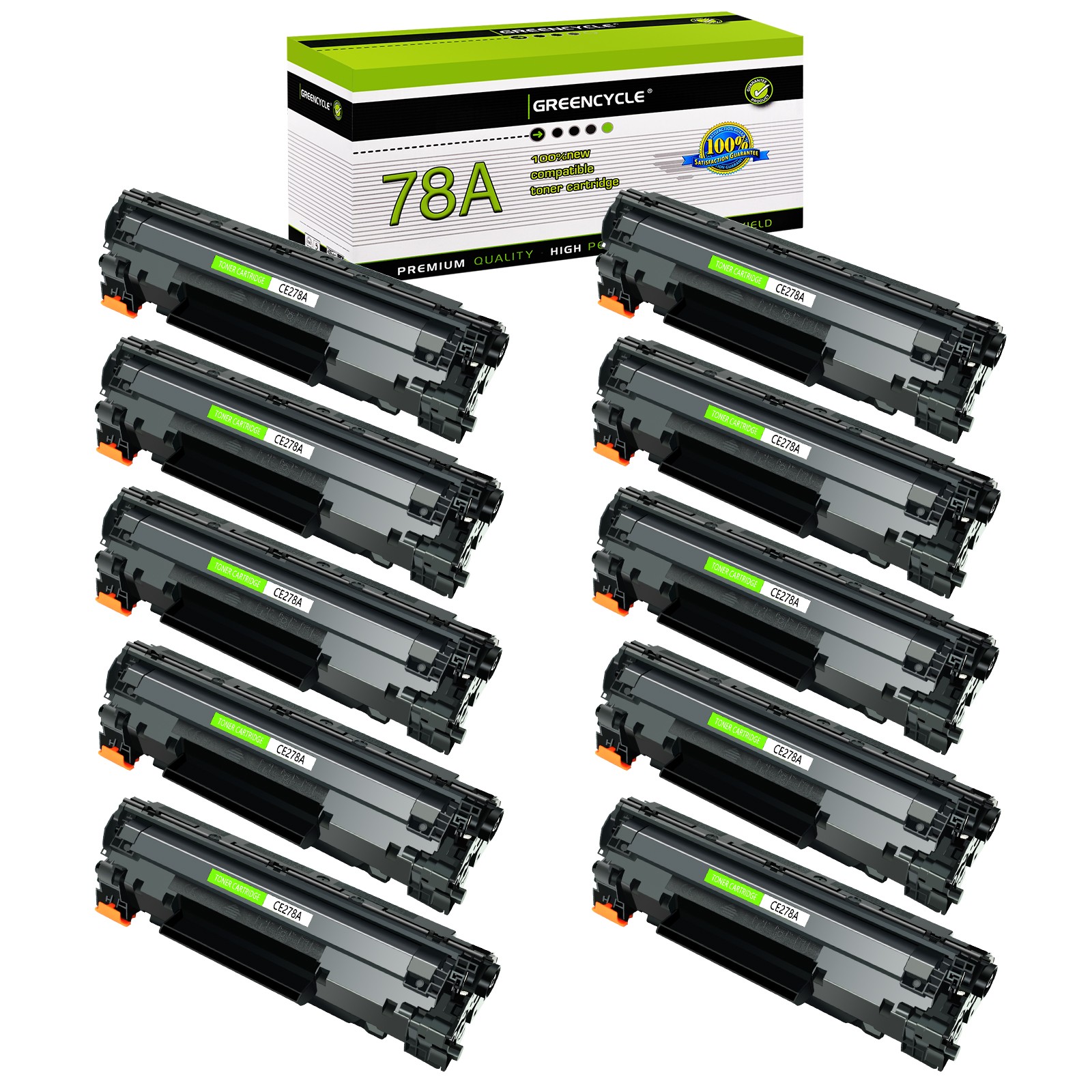 10 Pack 78A CE278A Toner for HP LaserJet Pro M1536DNF MFP P1560 P1566 P1606DN