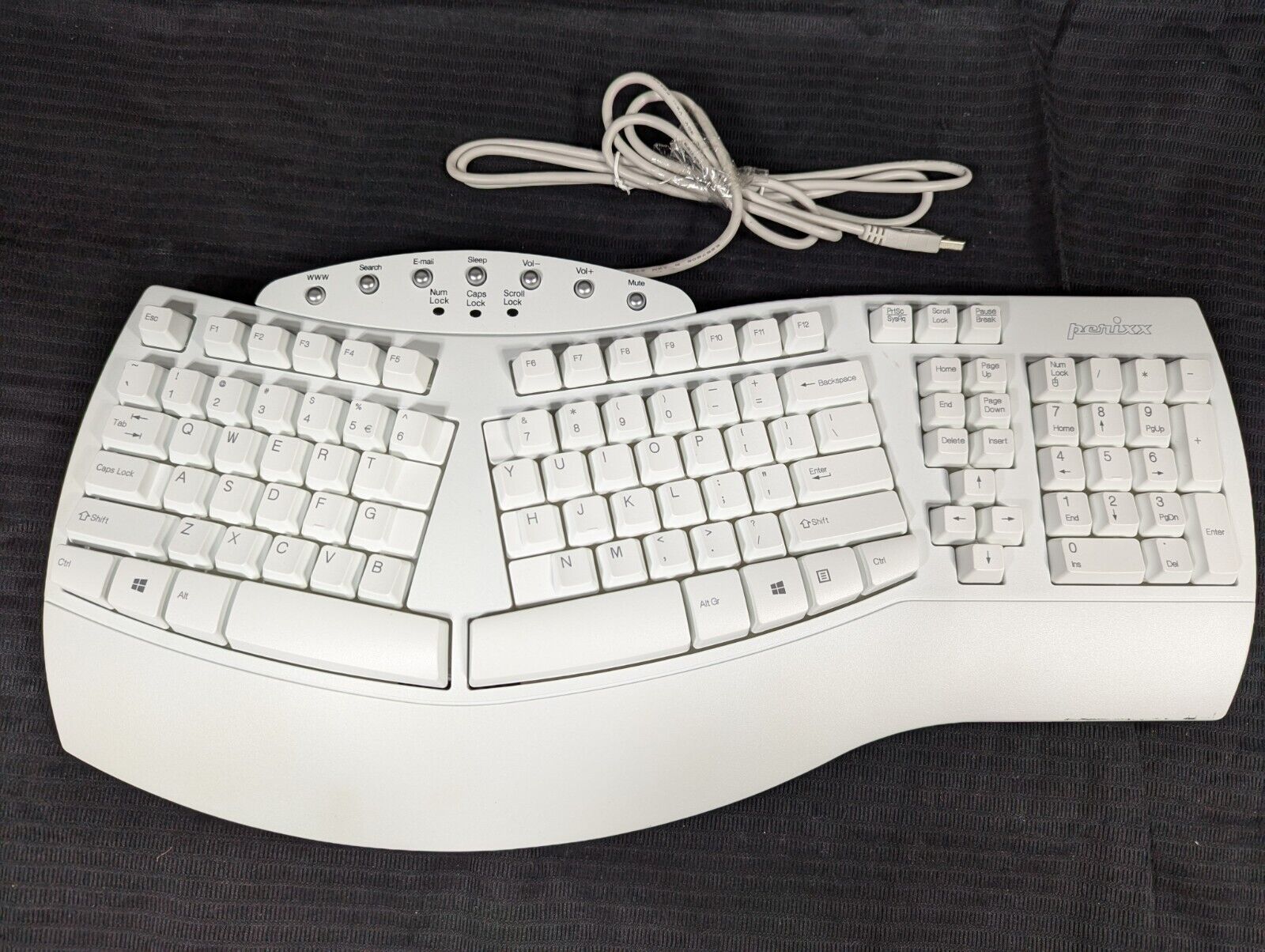 Perixx Periboard-512 Ergonomic Split Keyboard - Natural White - USB Type A