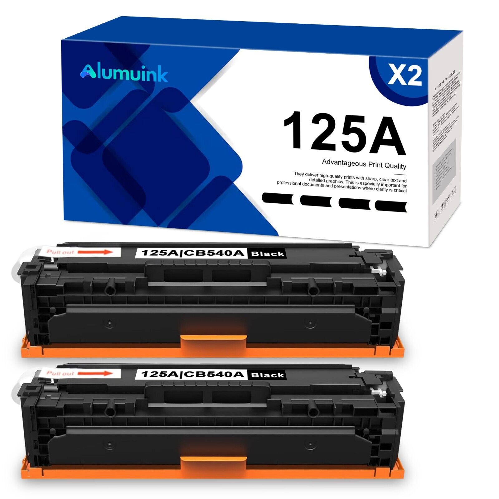 High-yield 125A Black Toner Replacement for HP 125A CB540A Color CP1215,2Pack