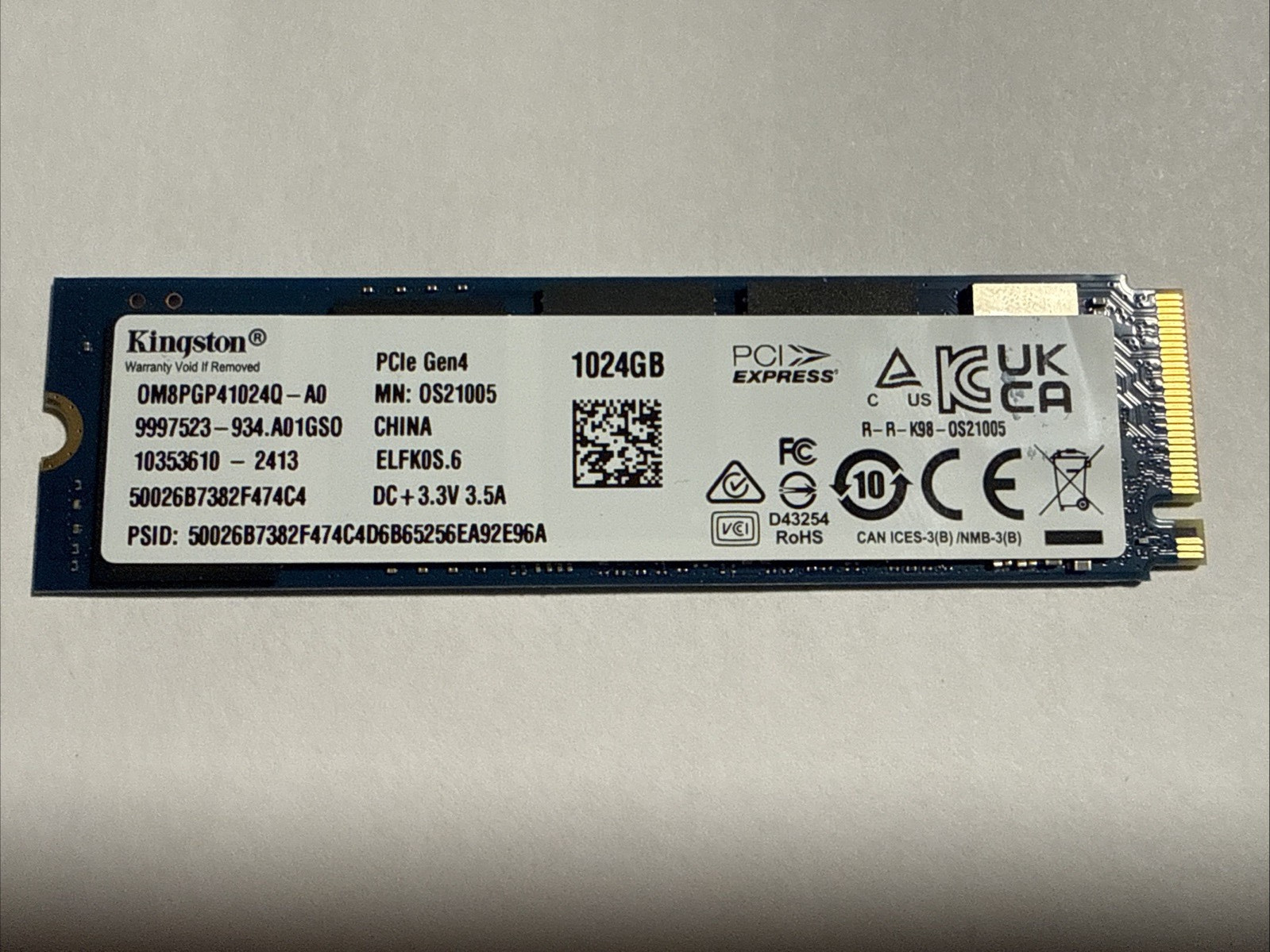 KINGSTON 1TB M.2 2280 PCIe 4 x4 NVMe Internal SSD OM8PGP41024Q-A0