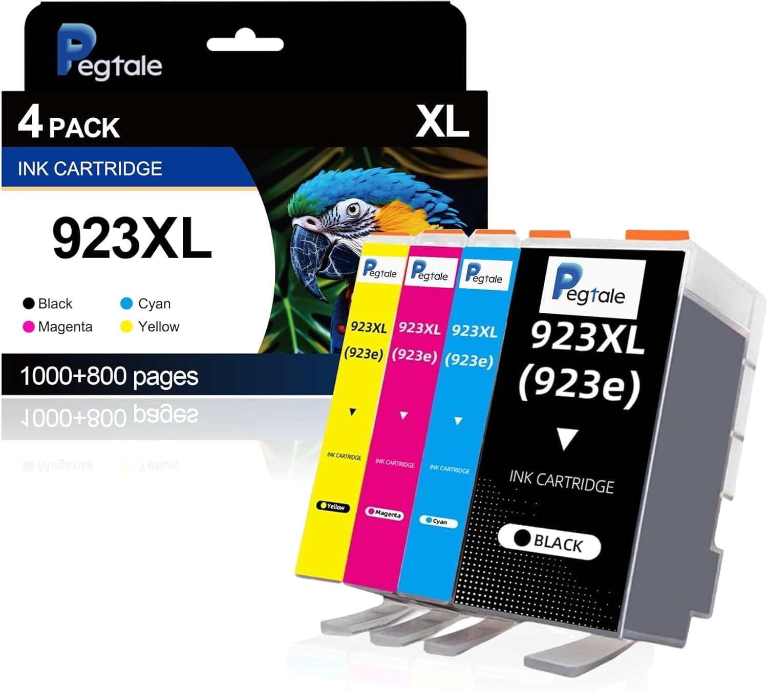 Pegtale Compatible HP 923XL 923e High Yield Ink 4-Pack Black Cyan Magenta Yellow