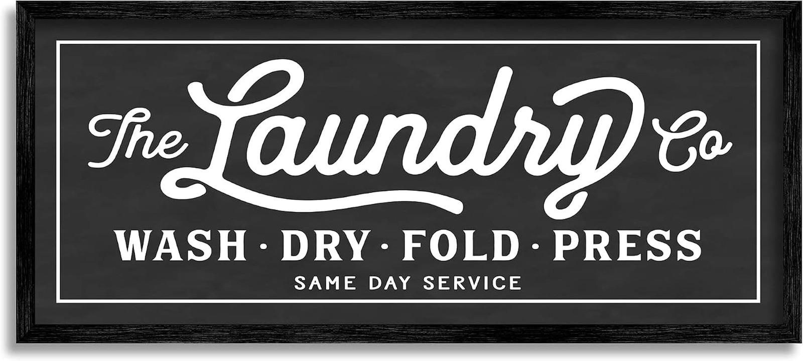 Vintage Laundry Sign Cursive Typography, Black Framed, 13 X 30