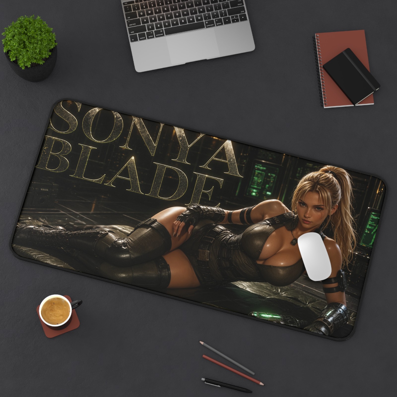 Sonya Blade Mouse Pad, Mortal Kombat XXL Gaming Desk Mat, Fighter Pad