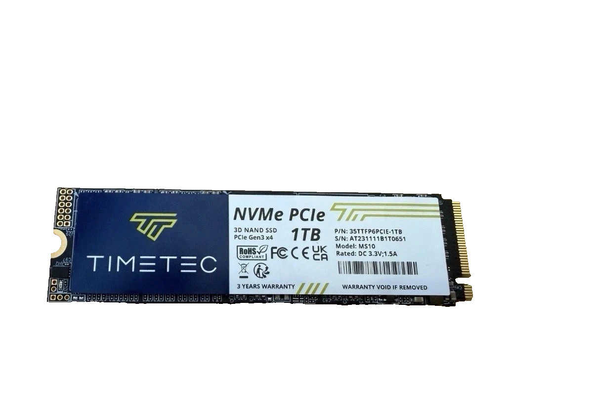 Timetec 1TB NVMe PCIe Gen3 x4 M.2 Internal SSD 3D NAND Blue