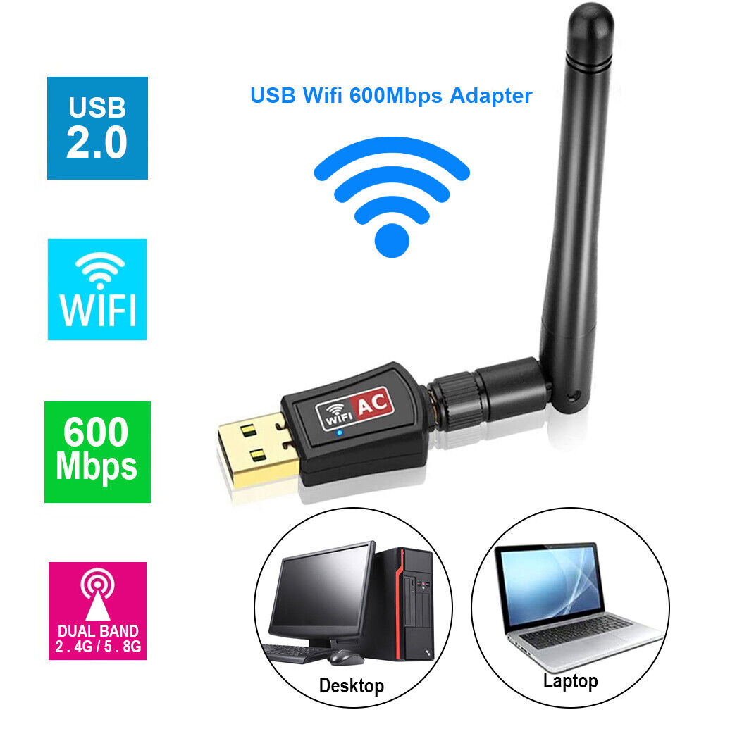 WiFi USB Computer Network Adapter w/Antenna - Increase Weak Signal, Long-Range