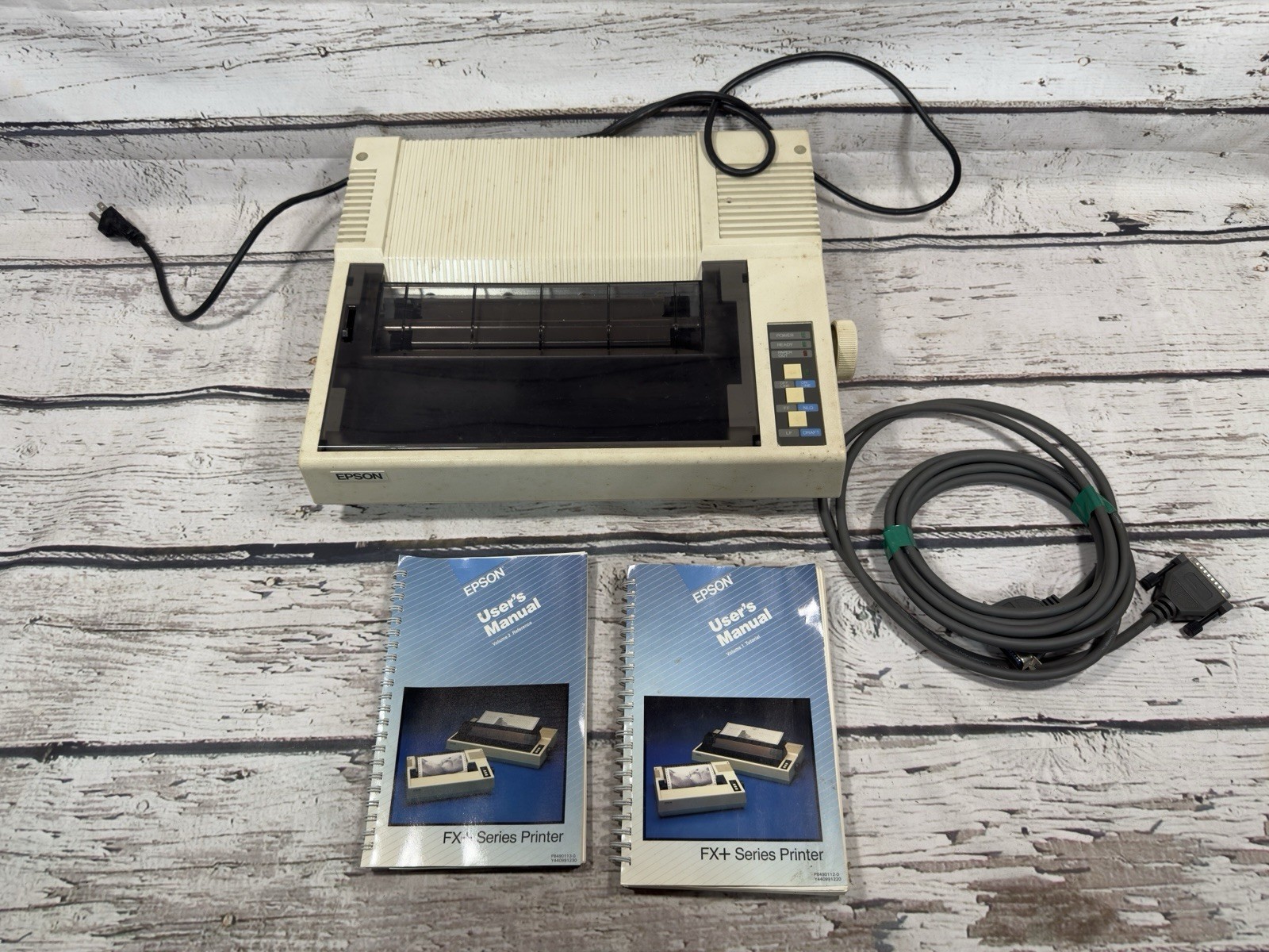 Epson FX-85 Dot Matrix Printer RARE With Cables & User's Manual Guides UNTESTED