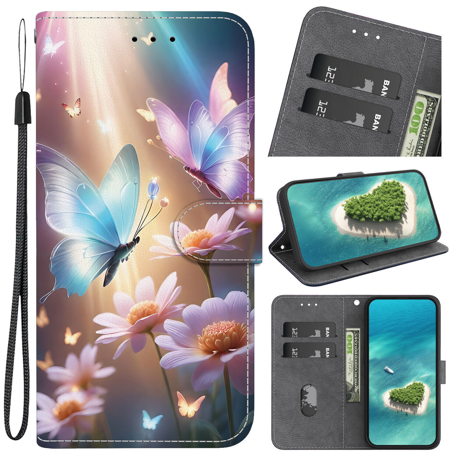 Flower Butterfly Tiger Wallet Phone Case for Samsung A57 A06 A70 A25 A51 A30 A07