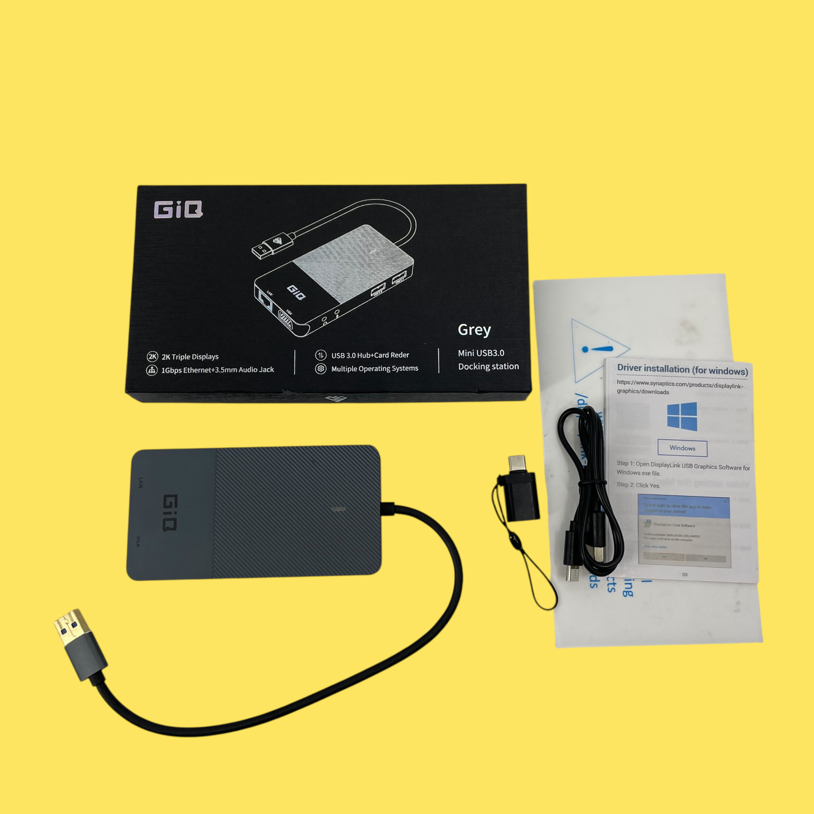 GIQ USB Docking Station USB 3.0 to Dual HDMI D3908-GIQ #4454 z65/90