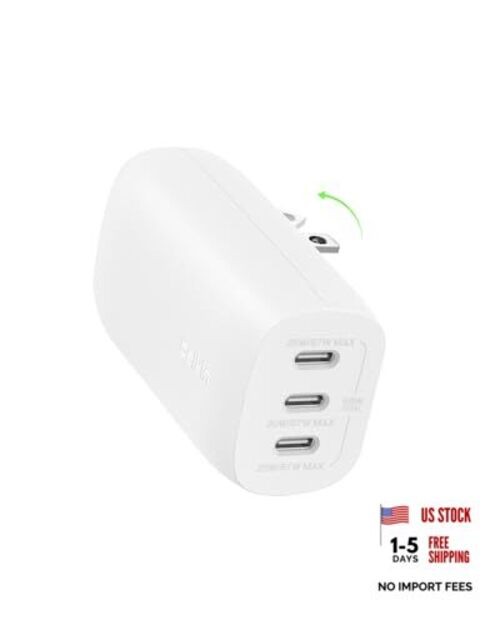 3-Port USB C Charger Block 67W - PPS, USB-C PD3.1 Super Fast Charging White