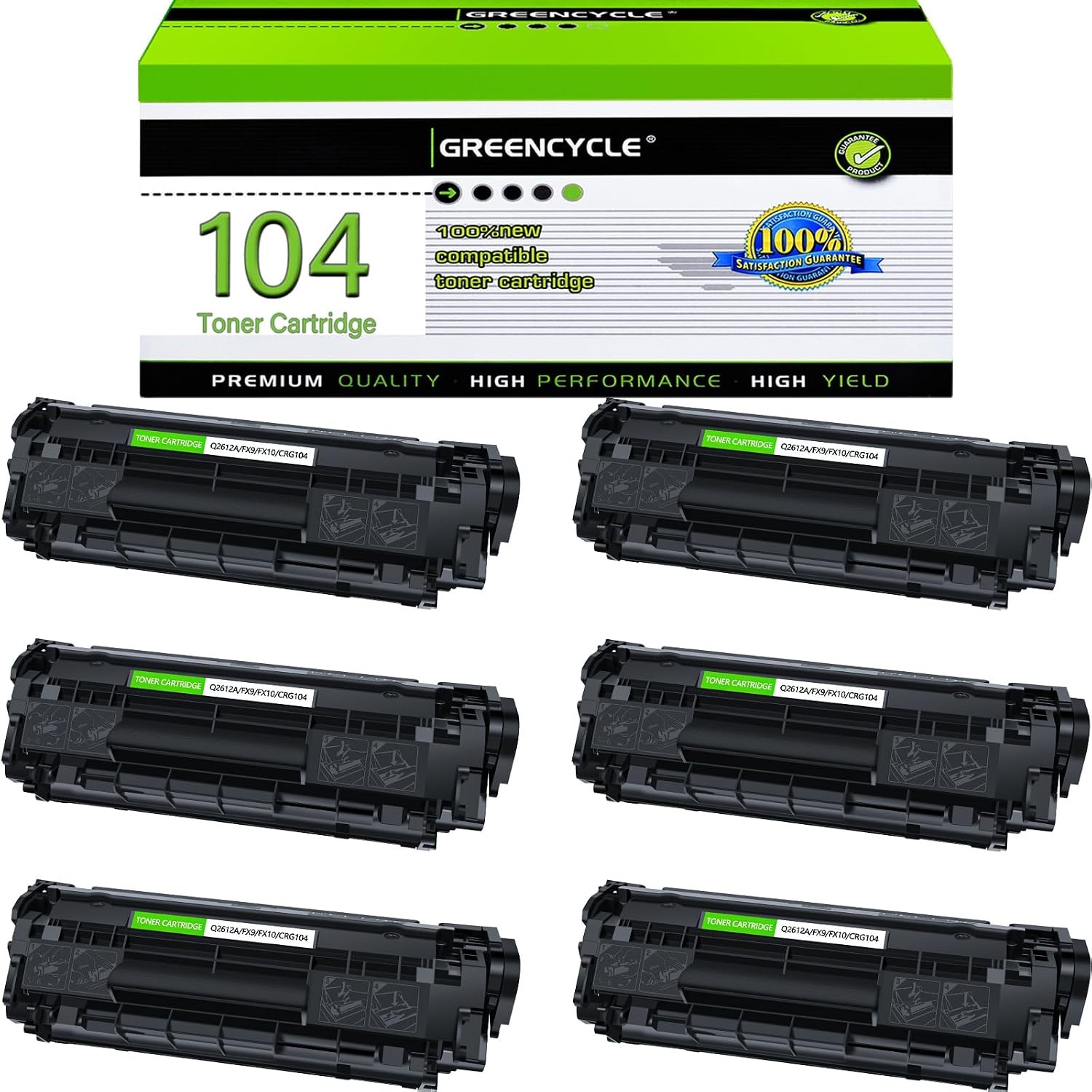 6PK CRG104 FX9 FX10 Toner For Canon ImageClass D420 D480 MF4150 MF4270 MF4350d