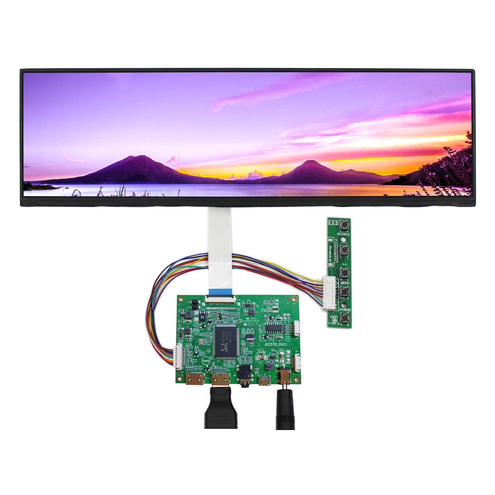 Mini HD LCD Controller Board 12.6 in NV126B5M-N41 1920X515 IPS LCD Screen