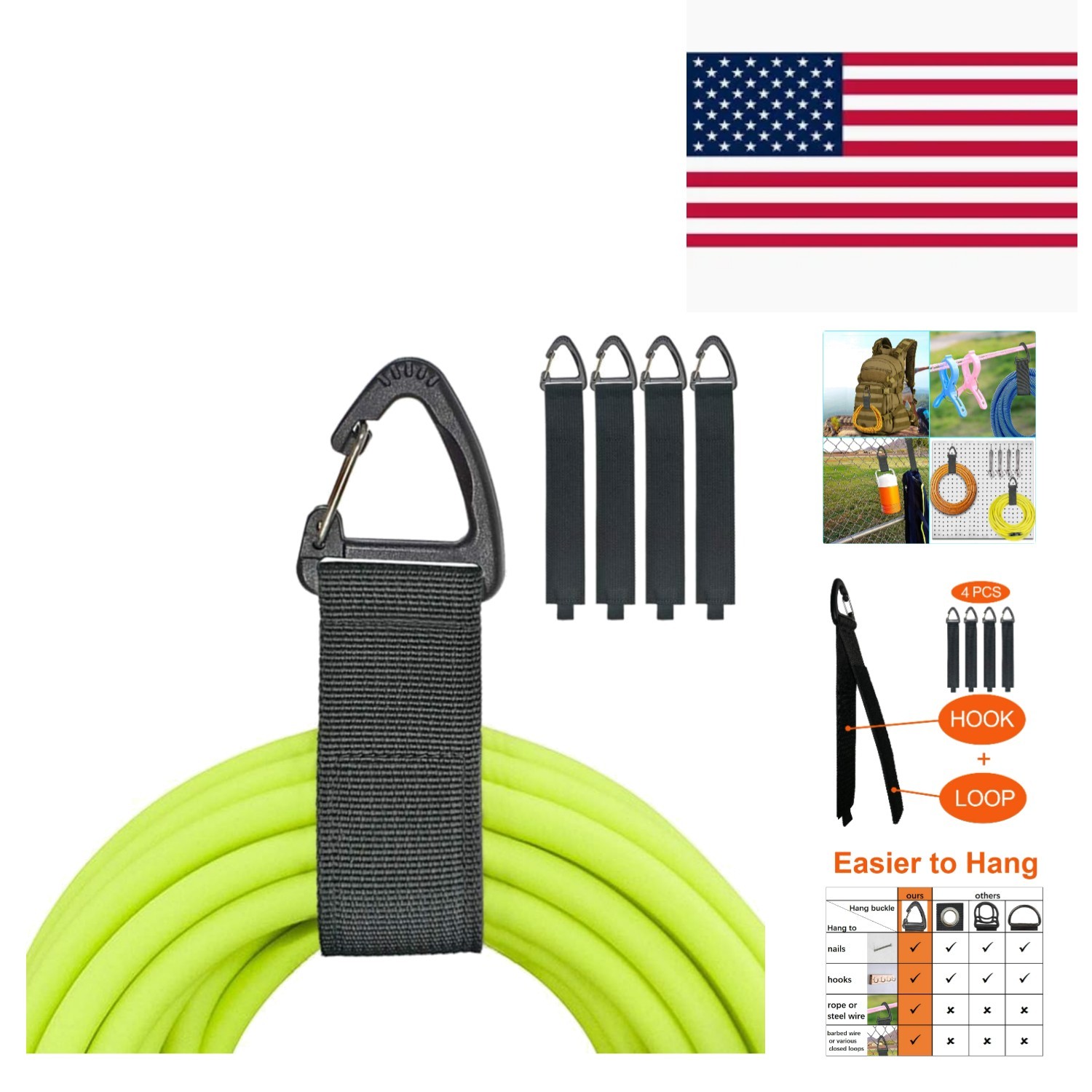 Heavy-Duty Nylon Extension Cord Holder - 16 Inch with Triangle Buckle Fasteners