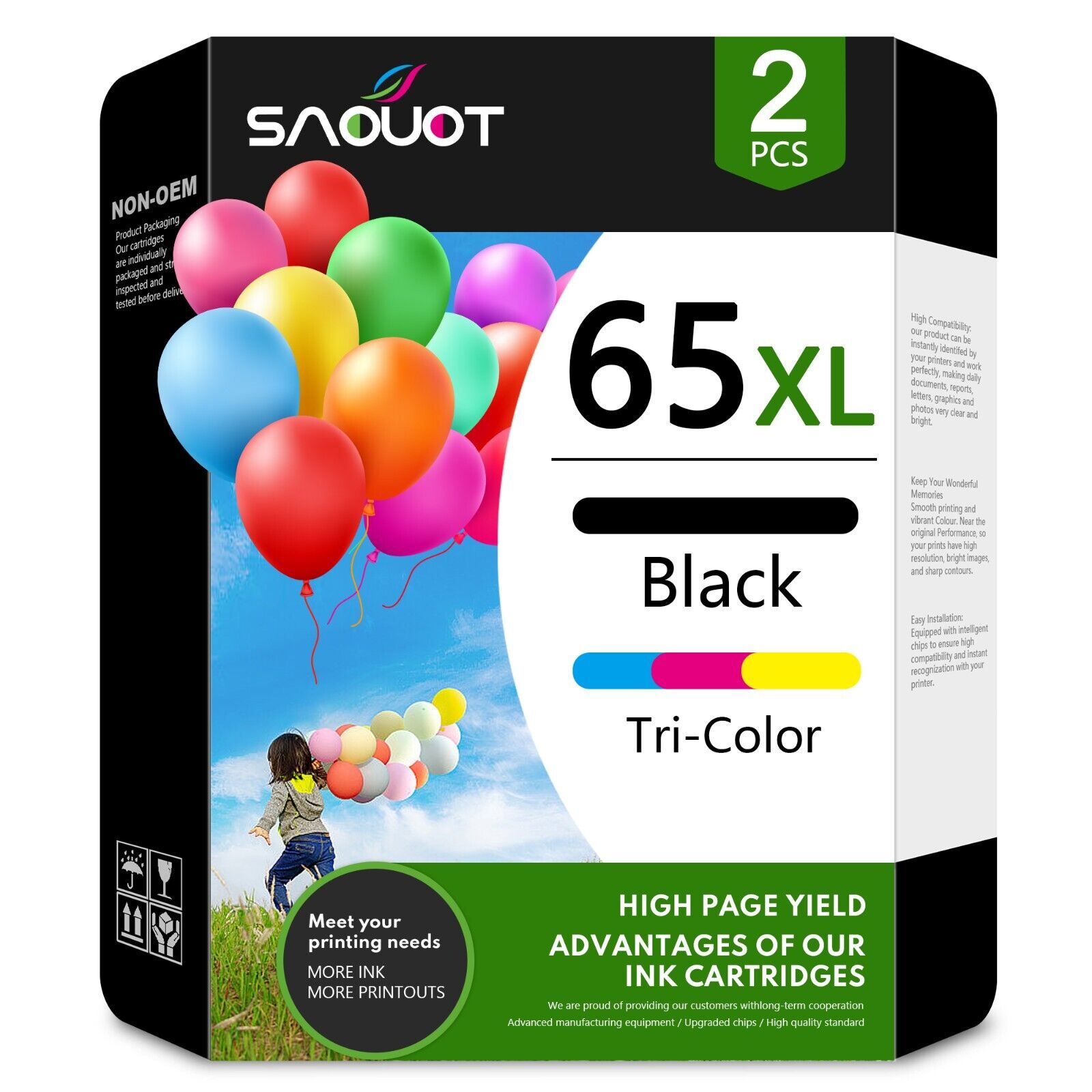 65XL Ink Cartridge Combo Pack Replacement for HP 65 XL DeskJet 1112 2130