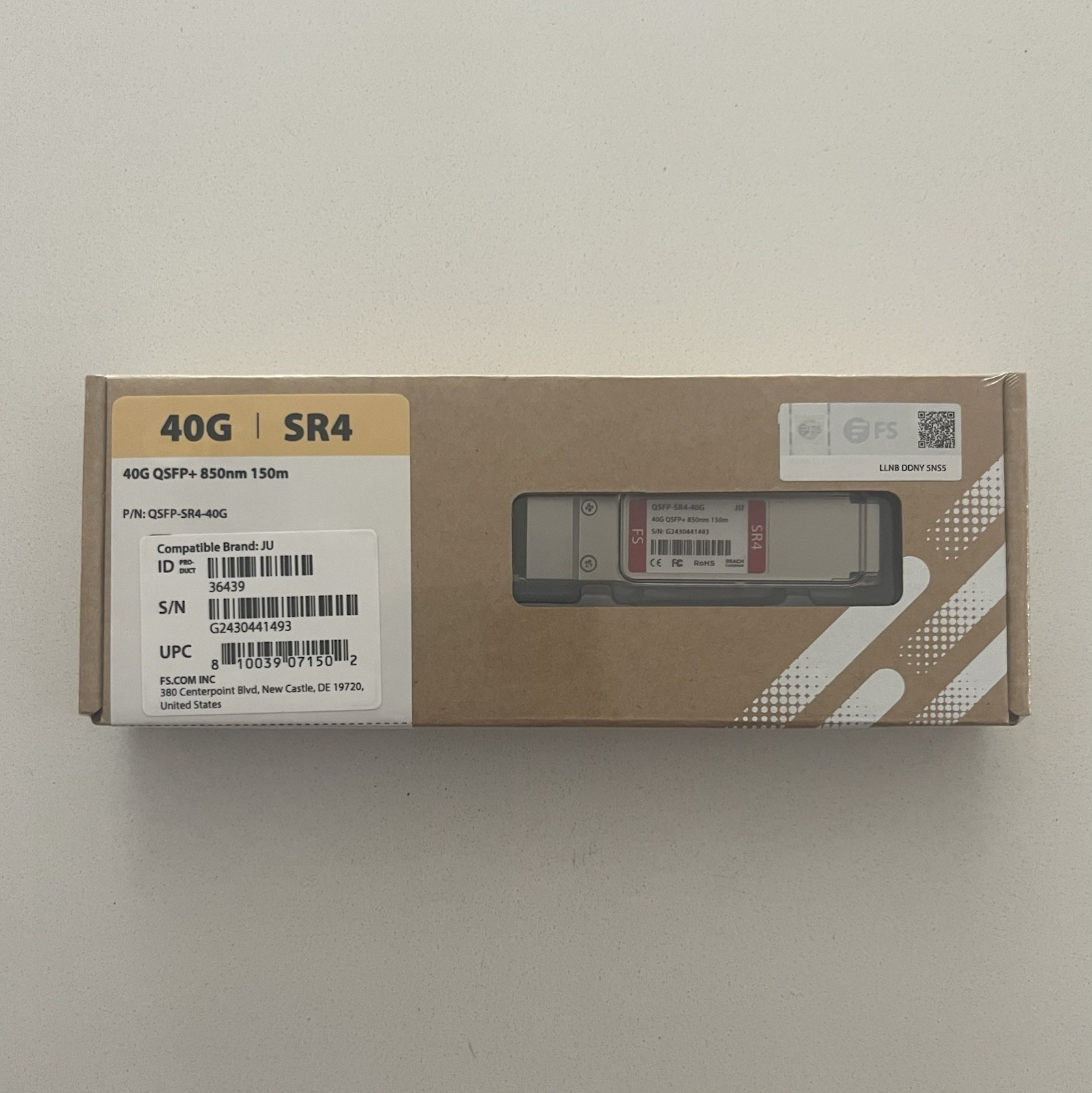 NEW FS Fiberstore QSFP-SR4-40G QSFP+ Juniper Compatible Optical Transceiver