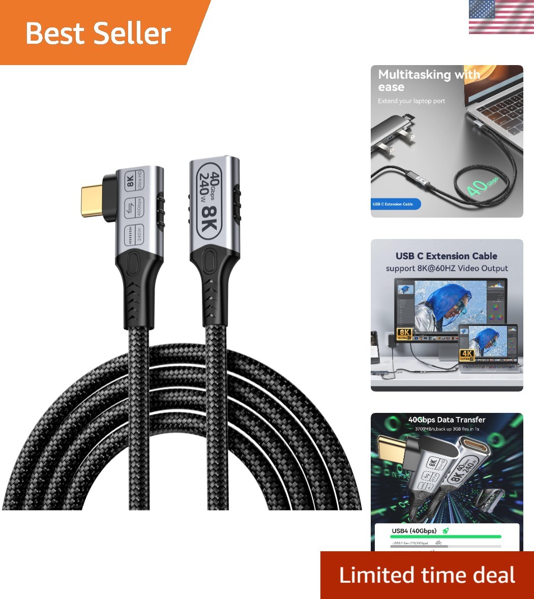 long right angle usb4 extension 6.6FT/2M for Thunderbolt 4 Extension Cable hi...