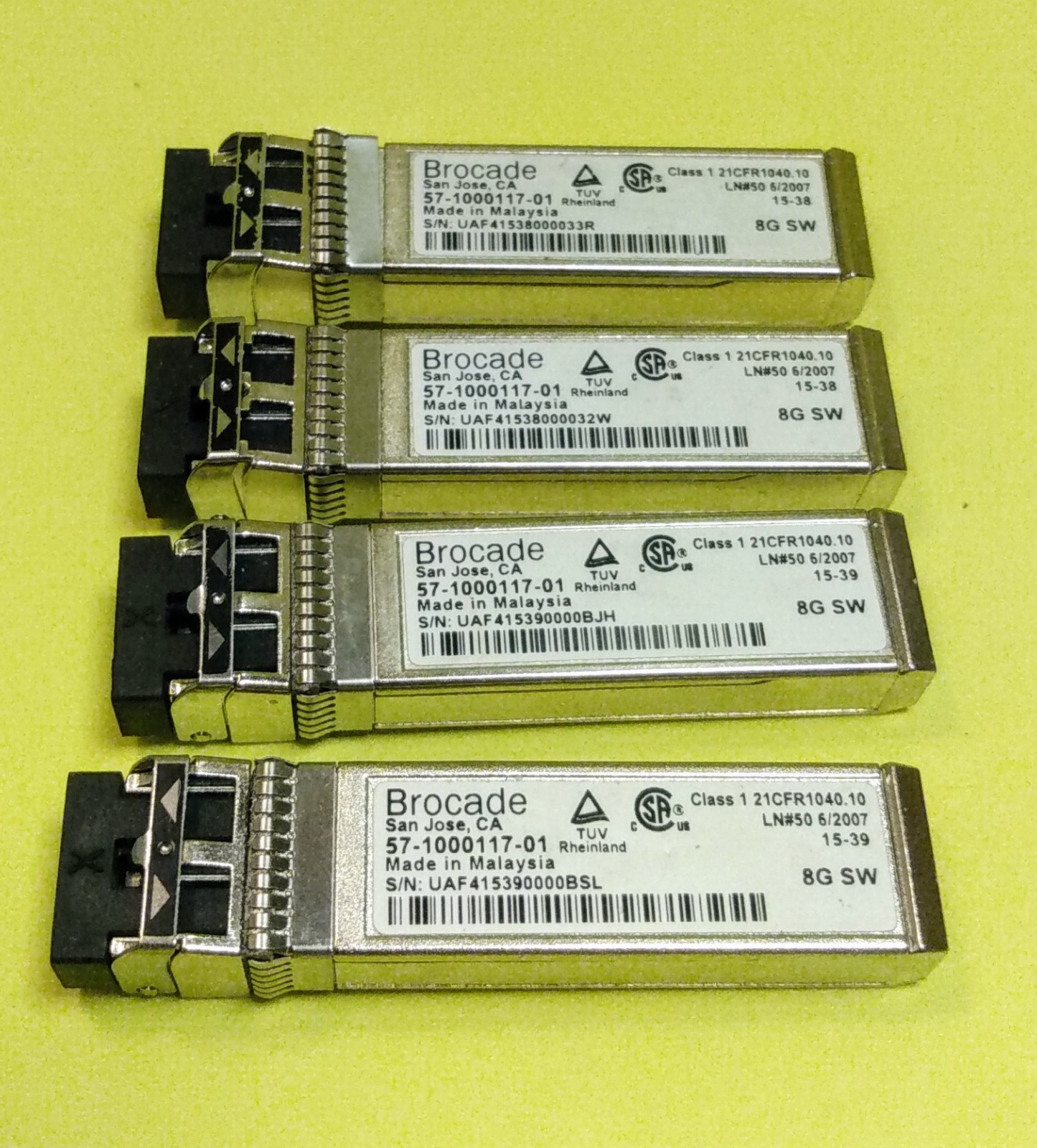 Lot of 4  New Brocade 8Gb/S SFP+ SW Transceiver Module 57-1000117-01