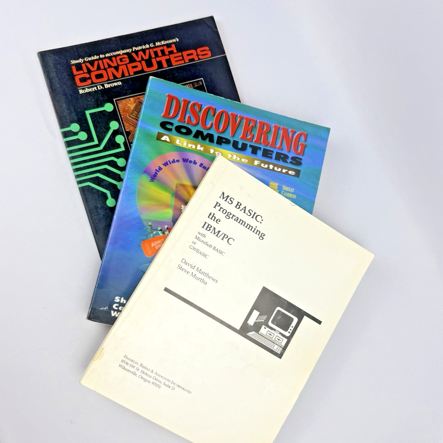 Vintage Computer Book Lot 3 MS BASIC Programming Floppy Disk Sealed Textbooks