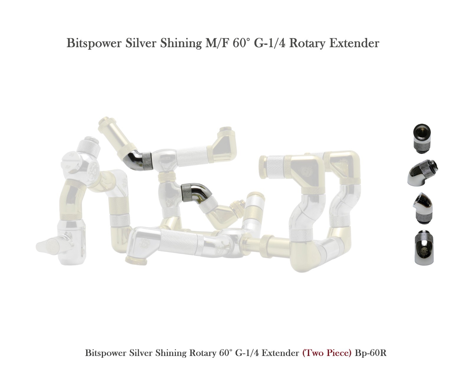 Bitspower Silver Shining Rotary 60° G-1/4 Extender Bp-60R