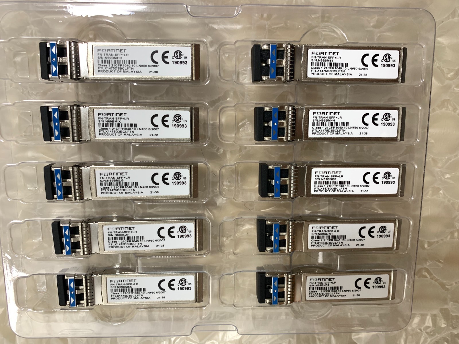 10PCS Fortinet FN-TRAN-SFP+LR 10Gb 1310nm 10km  Fiber Channel Optical