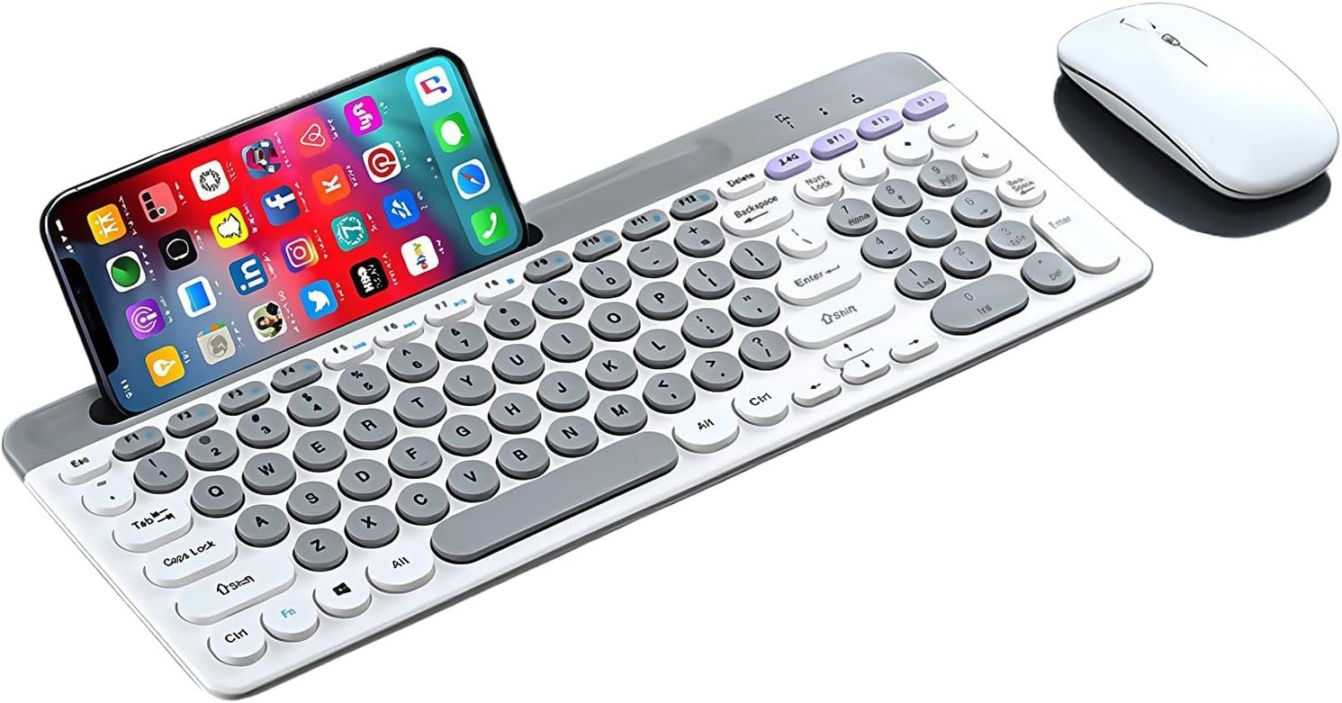 Teclado Y Mouse Inalambrico Combo Para PC Laptop Con Soporte De Tableta Celular