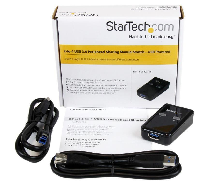 STARTECH USB221SS 2-Port USB 3.0 Peripheral Sharing Switch Adapter | NEW |