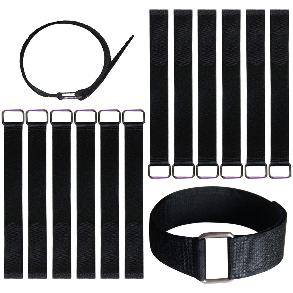 12 Inch Reusable Fastening Cable Straps - Hook and Loop Fixing Straps - 12 Pack