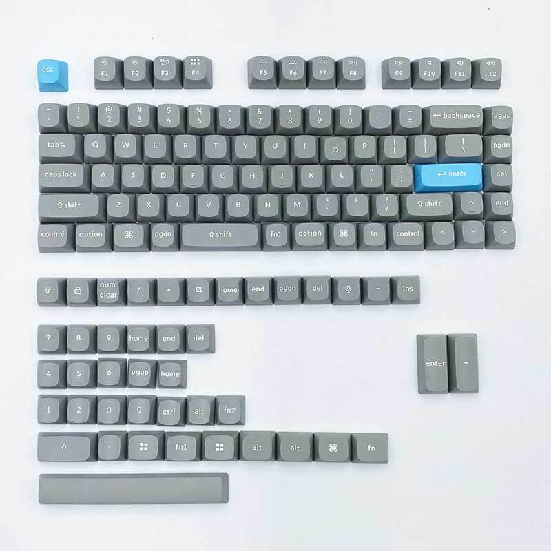 Ball Shape PBT Double Shot Keycaps Gray Blue 117 Keys for Mechanical Keyboards
