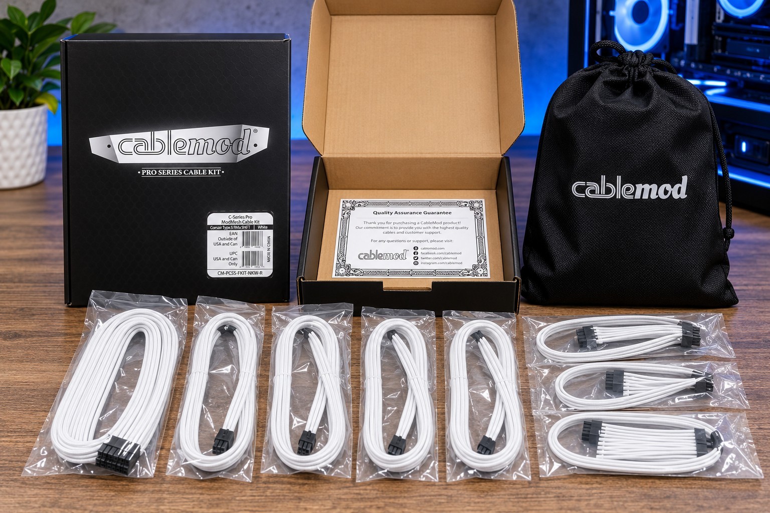 CABLEMOD C-Series Pro ModMesh Cable Kit White Corsair Type 5 RMx/RMi/RM PSU NEW