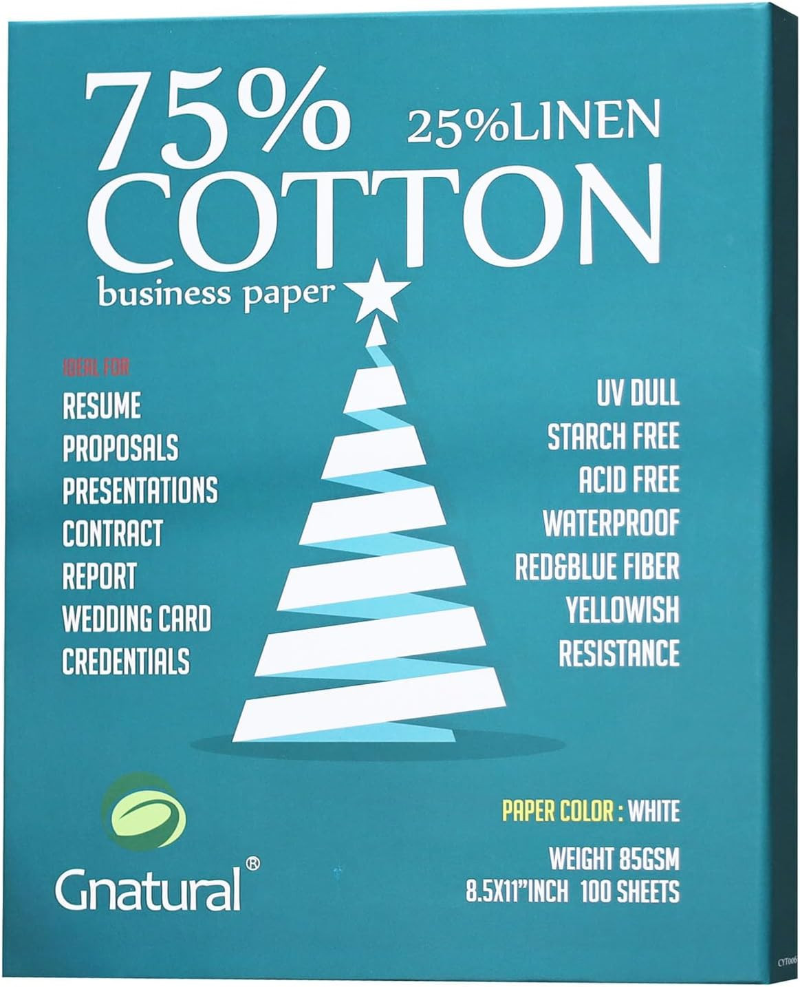 75% Cotton 25% Linen Paper, 85Gsm Inkjet Printing Paper, 8.5"X11" White Color R