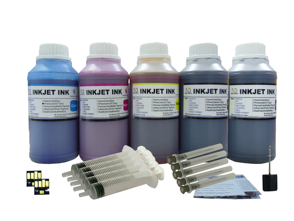 ND® Refill ink kit for Kodak 30 All-In-One Hero 3.1 4.2  5.1 5x250ml/s w/2 chip