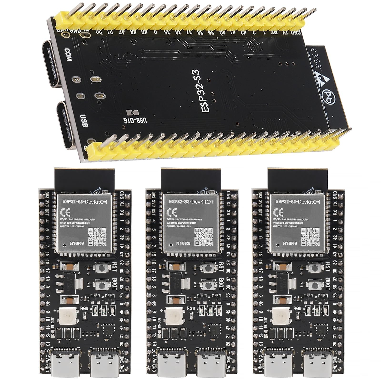 4 PCS ESP32S3DevKitC1N16R8 PreSoldered WiFi BLE Dev Boards Arduino