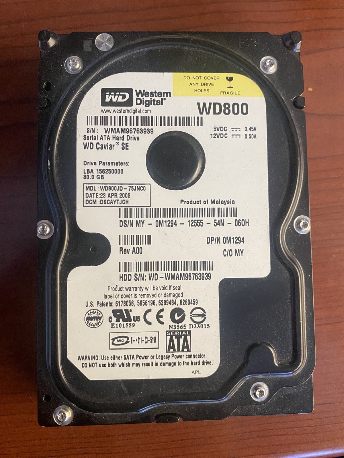Original Western Digital 80GB WD800 7200RPM SATA IDE 3.5" HDD Hard Disk Drive