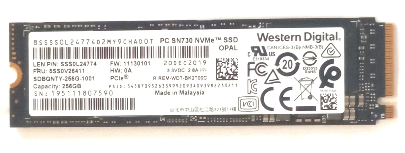 SDBQNTY-256G-1001 Western Digital SN730 256GB NVMe Internal Solid State Drive