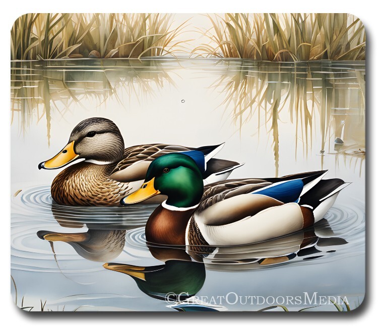 Mallard Ducks Pair ~ Mousepad / PC Mouse Pad ~ Gifts Hunter Hunting Outdoors