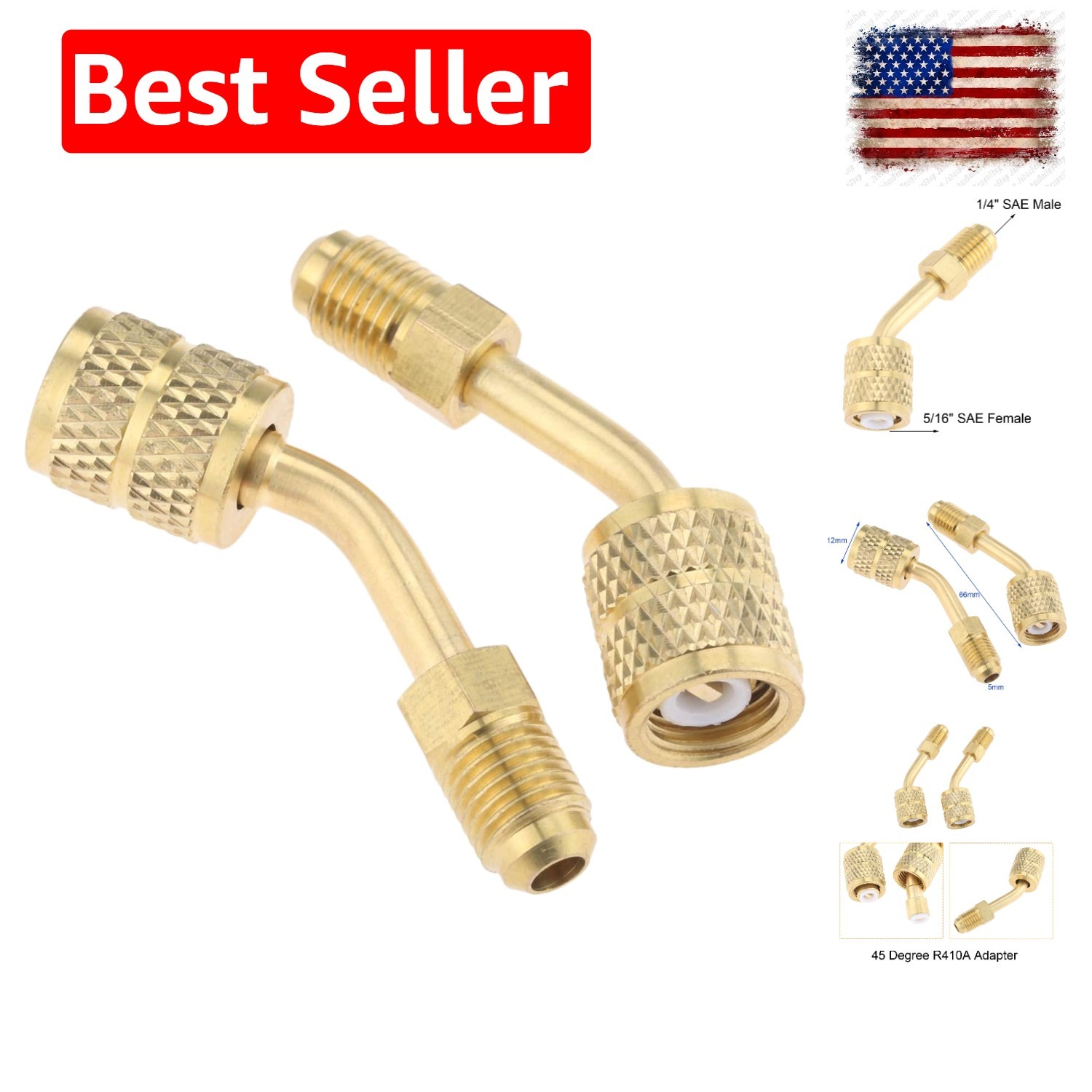 R410a Adapter 5/16 Female, 1/4 Male SAE Swivel Adapter Fits for Mini Split Sy...