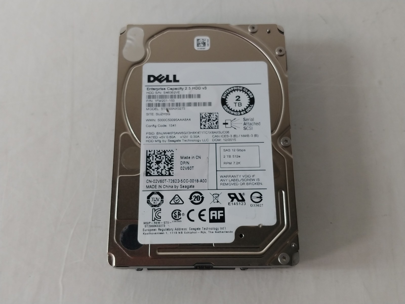 Seagate Dell  ST2000NX0273 2 TB SAS 3 2.5 in Enterprise Drive