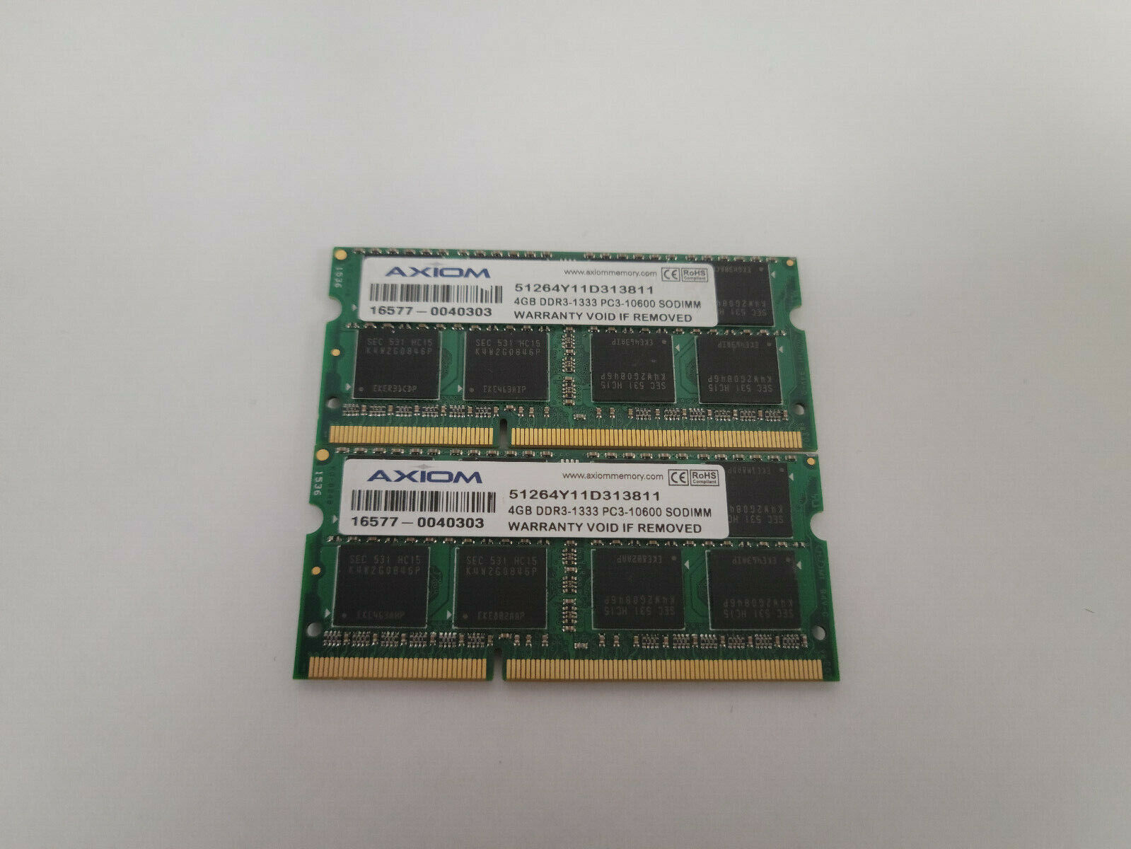 Axiom 8GB (2x4GB) DDR3-1333 PC3-10600 51264Y11D313811 SODIMM Modules