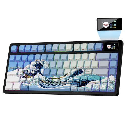  XVX 75% Keyboard with Color Smart Display, L75 Pro Low Blue Kanagawa Theme