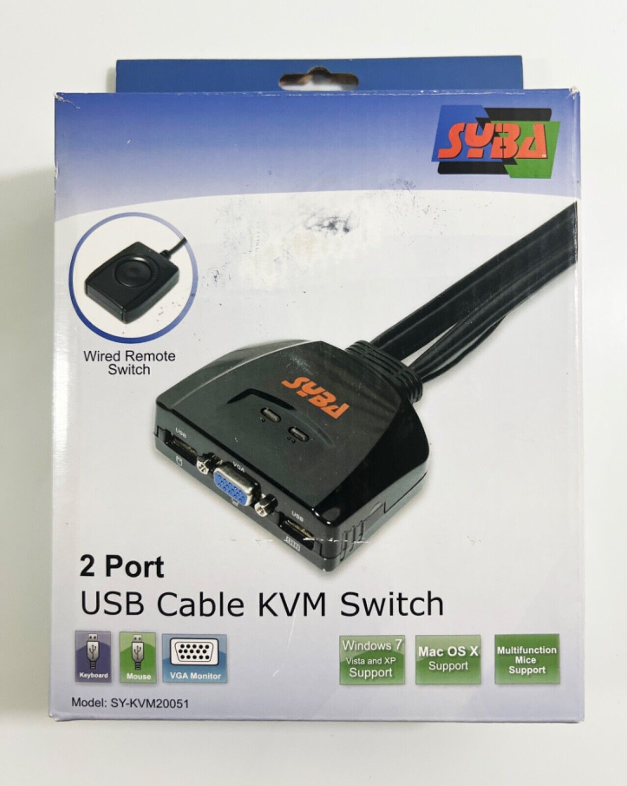 Syba 2 Port USB Cable KVM Switch SY-KVM20051