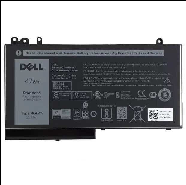Genuine NGGX5 47W 11.4V Battery For Dell Latitude E5270 E5470 E5570 M3510 Series