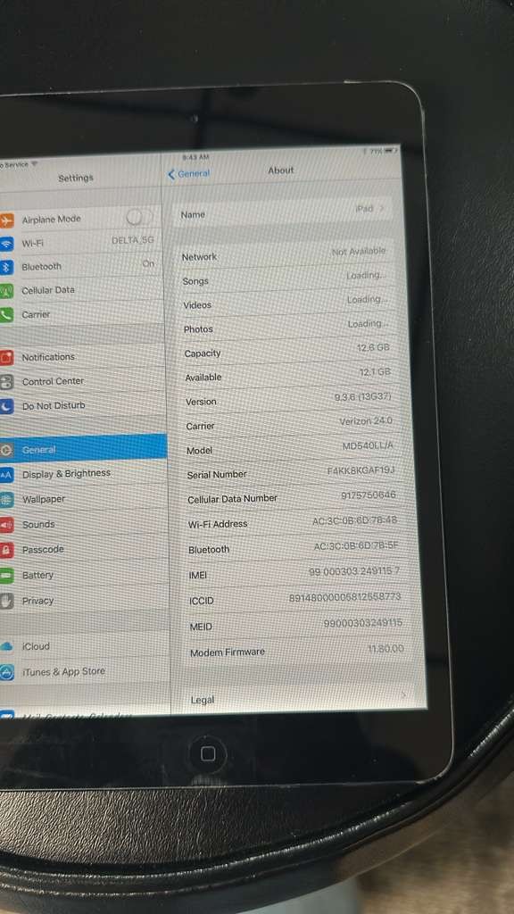 Apple iPad Mini 1st Gen 16GB, Wi-Fi + Cellular Verizon 7.9in Space Gray