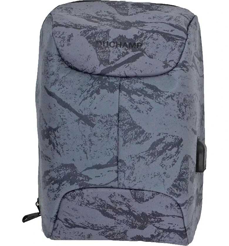 DuChamp $149 Gray Camo Print Anti-Theft Laptop Backpack NEW WITH TAGS