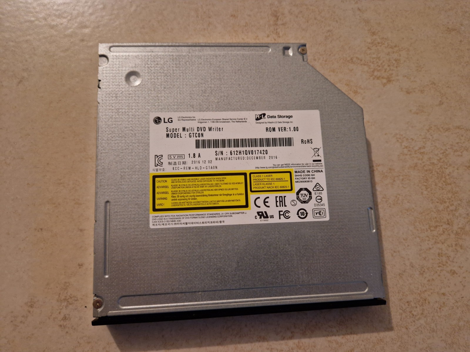 Super Multi DVD Writer Model GTC0N LG 1.8A Laptop Drive
