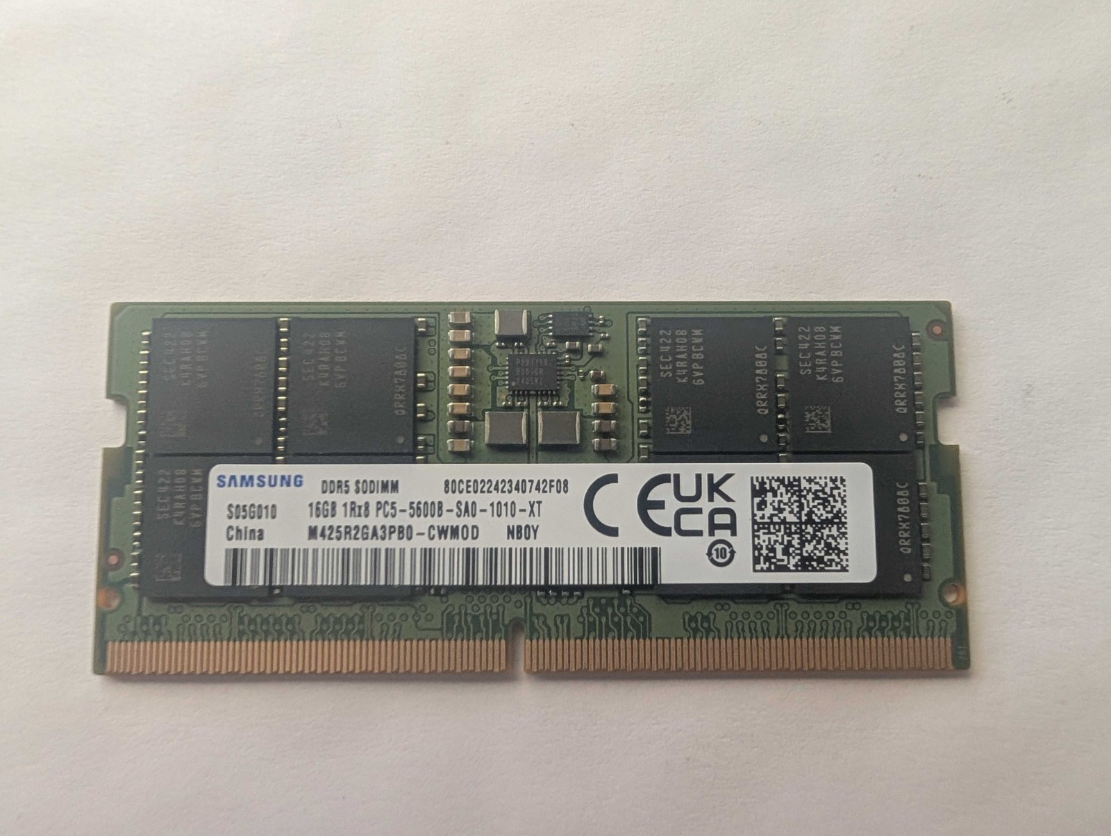 Samsung 16GB DDR5 5600MHz SODIMM Laptop RAM M425R2GA3PB0-CWMOD New Pull