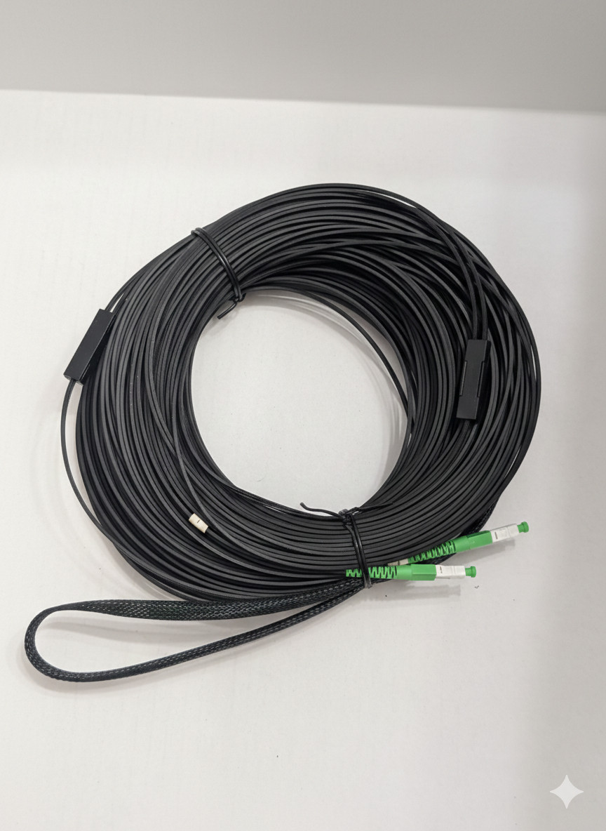 100ft Ruggedized Fiber Optic Drop Cable SC/APC to SC/APC - SMF - HWMirco-2SCAPC