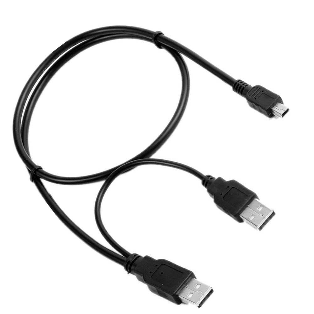 70cm Mini USB 2.0 Data Sync charge Cable with Dual USB Connector for Camera HD