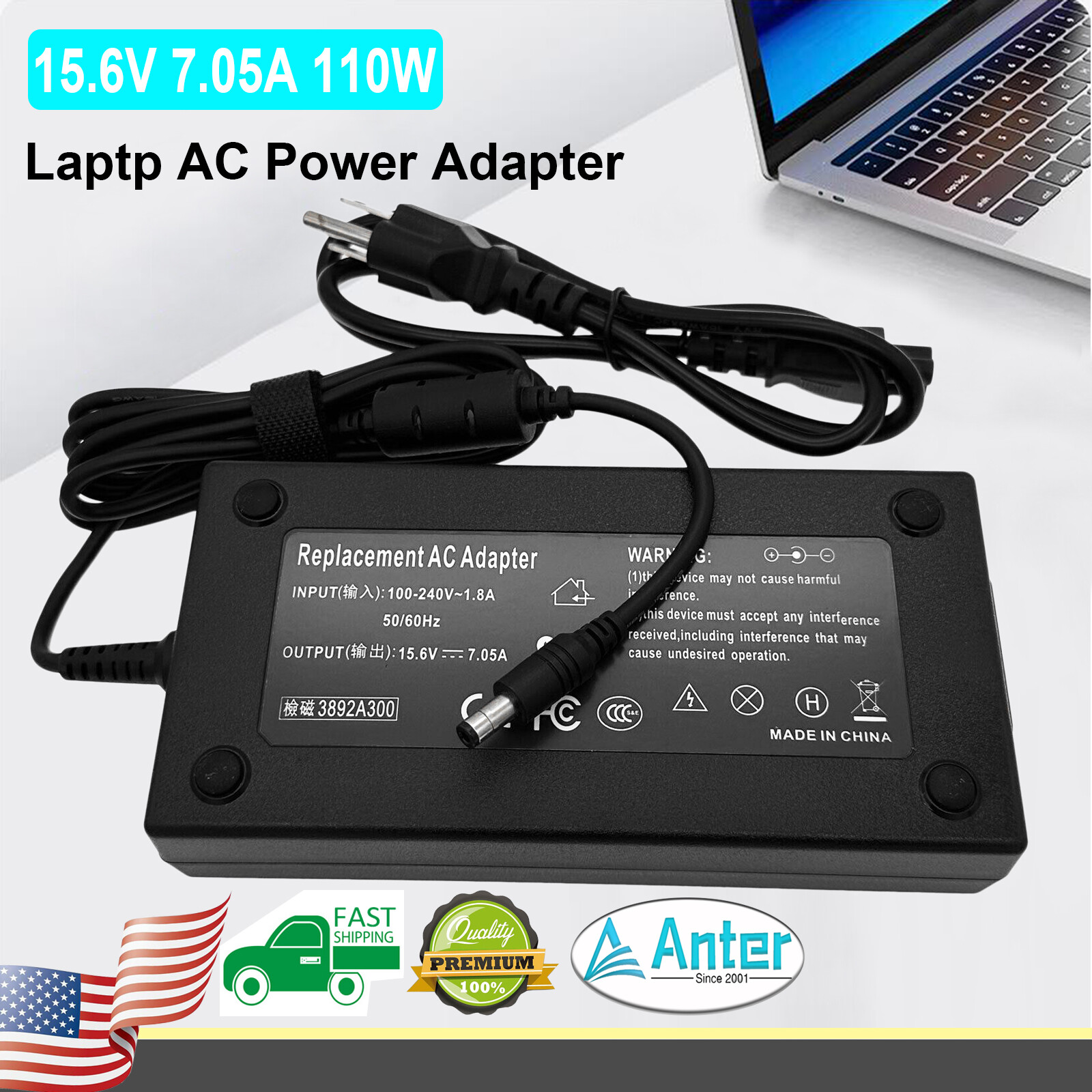 15.6V AC Adapter Charger For Panasonic Toughbook CF-19 CF31 CF52 CF-53 CF-53S