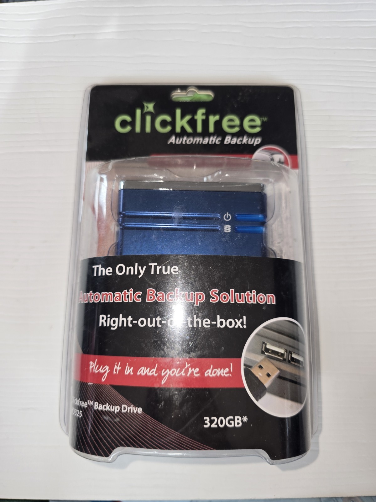 Clickfree 320GB Automatic Backup External Hard Drive USB New Sealed